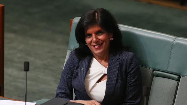 Julia Banks in the House of Representatives Chamber at Parliament House in Canberra. Picture Kym Smith