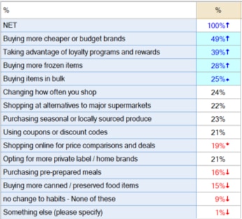 Participants were asked in relation to buying and paying for groceries, which of the following are you doing?