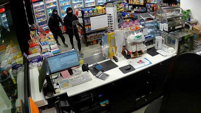 CCTV footage of a gang robbing a Sydney service station.