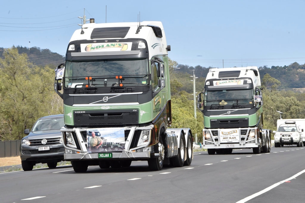 Lights on the Hill convoy leaves Withcott heading to Gatton. September 2017. Picture: Bev Lacey