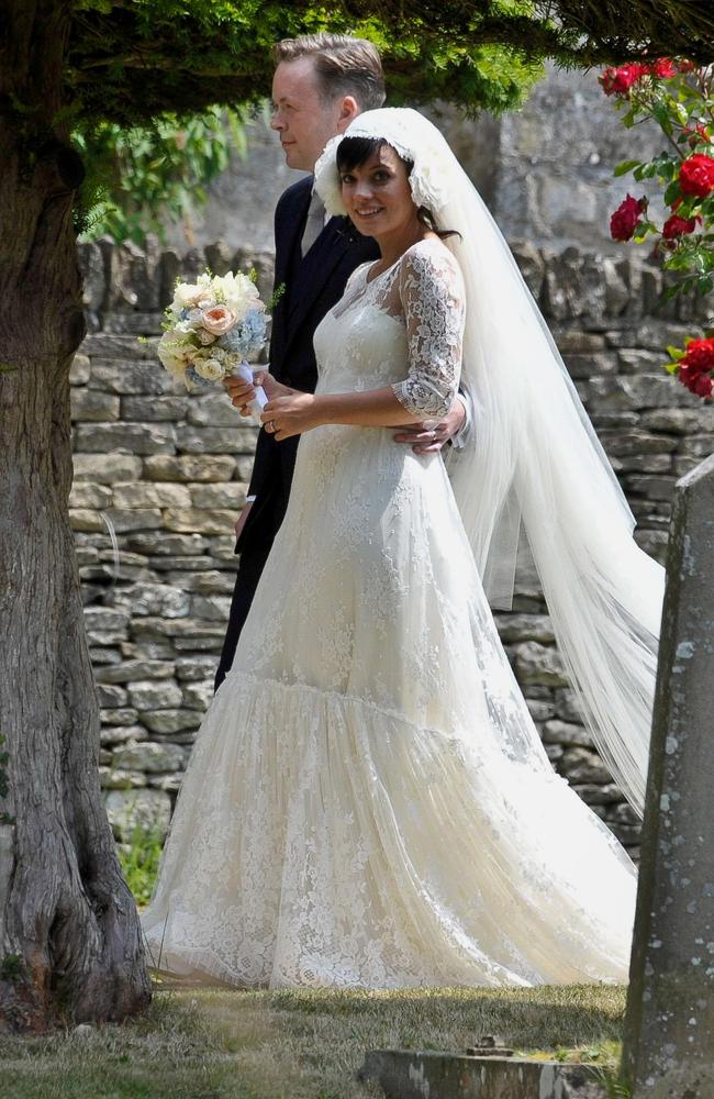 British singer Lily Allen and Sam Cooper on their wedding day in 2011. Picture: AP