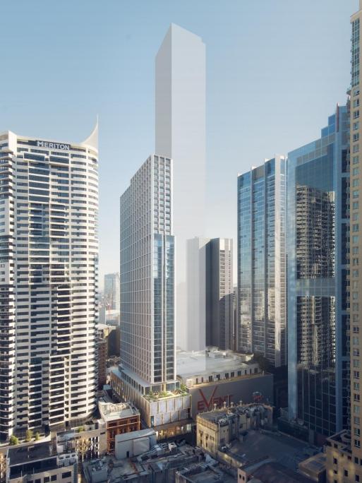 Event Entertainment's proposal for a 150m tower above its George St cinemas. Picture: Doug and Wolf