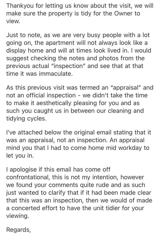 This was the tenant’s reply to the ‘extremely rude’ email.