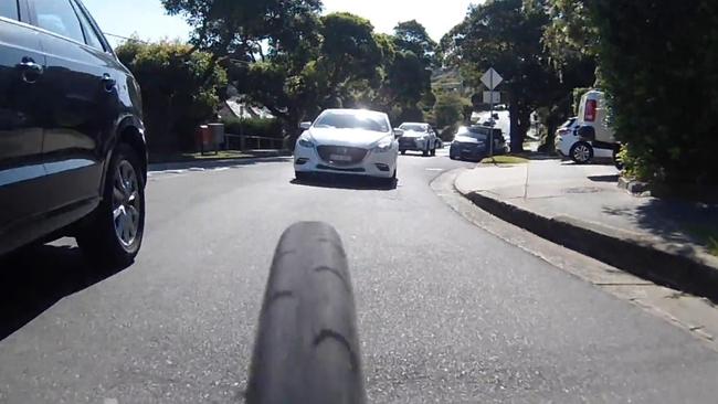 Dashcam footage highlighting the issue captured by a North Sydney cyclist.