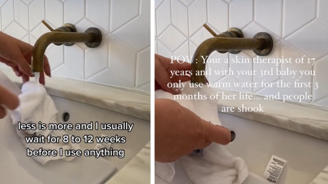 Carmen McNamara, founder of Skin Fairy Clinic, shared her tips for washing baby skin. Source: TikTok. @theskinfairy