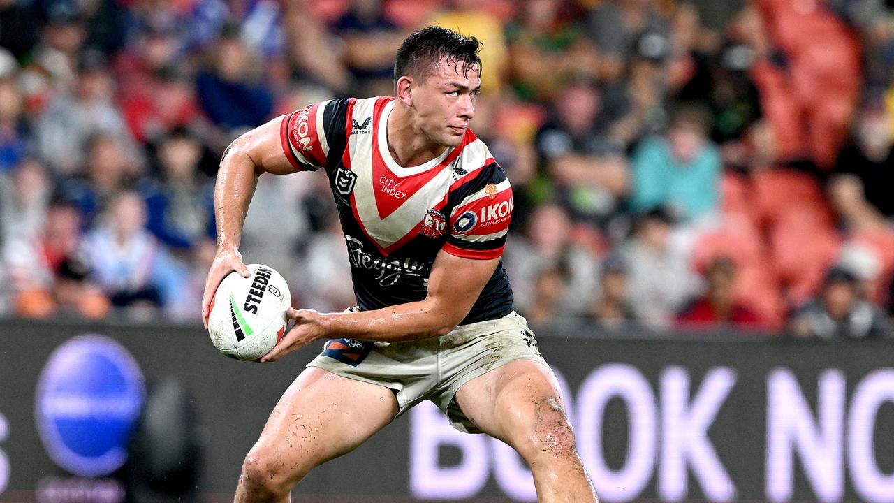 Joey Manu’s move to five-eighth hasn’t worked for the Roosters. (Photo by Bradley Kanaris/Getty Images)