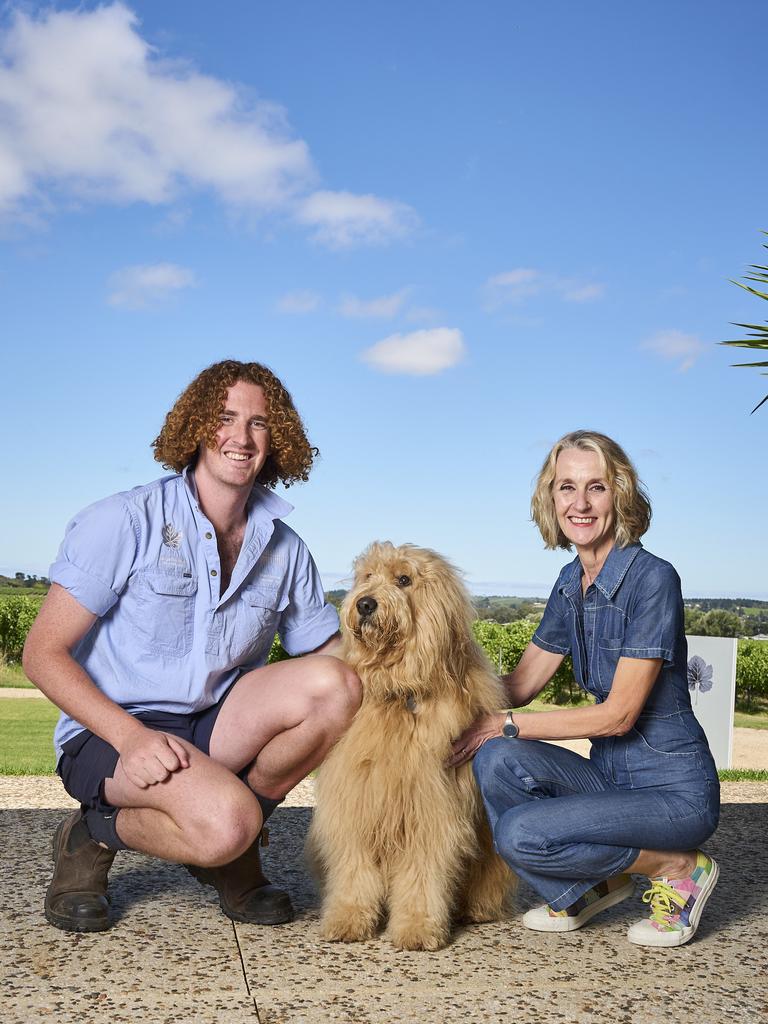 Dave ready to welcome guests to the cellar door with Charlie and Helen O'Brien. Picture: Matt Loxton