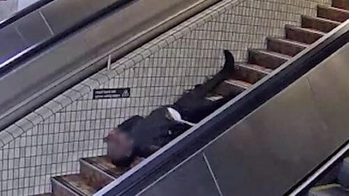 A man fell all the way down the stairs at Central Station.