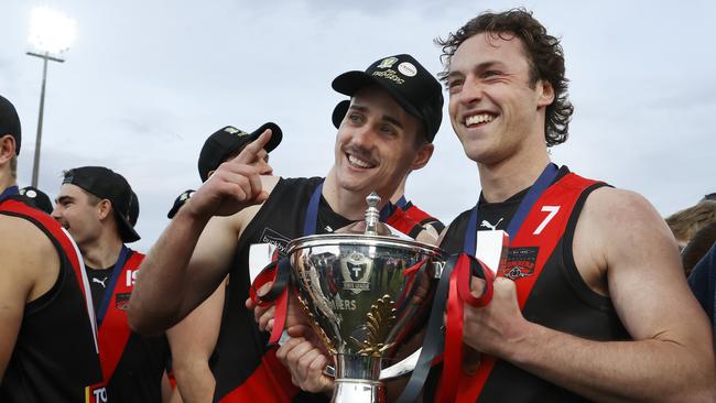 Lockie Mitchell and Fletcher Bennett North Launceston. TSL grand final 2024 - North Launceston V Lauderdale. Picture: Nikki Davis-Jones