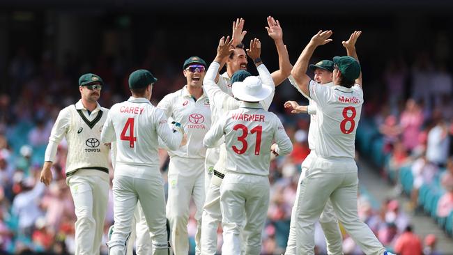 Mitchell Starc picked up the first wicket with an absolute gem. Picture: Getty