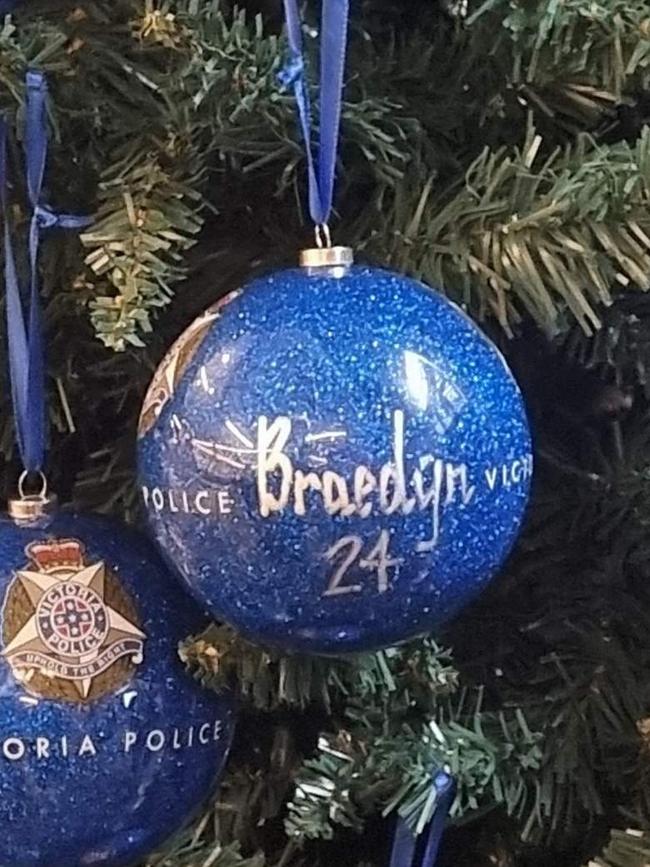 Braedyn Gordon's bauble on the Victoria Police Christmas tree. Picture: Supplied