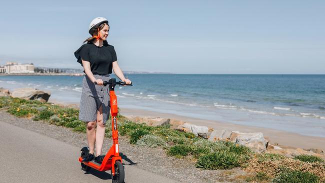 Neuron Mobility and Beam will each operate up to 250 e-scooters each along the coast from Outer Harbor to West Beach, as part of a six-month trial. Picture: Supplied