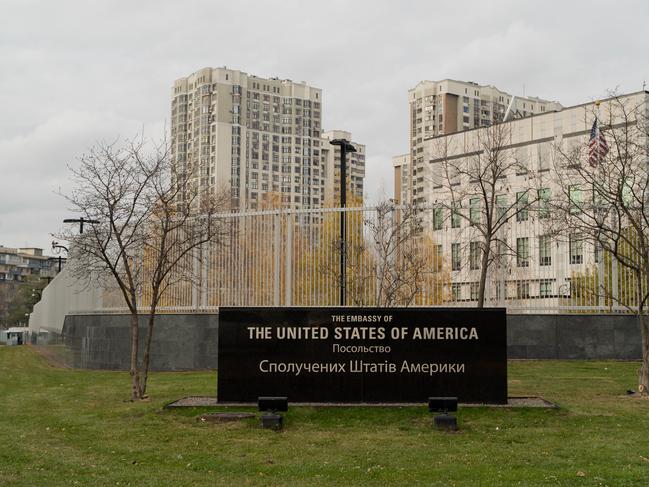 The US embassy in Kyiv closed on Wednesday for the first time since the war began. Picture: AFP.