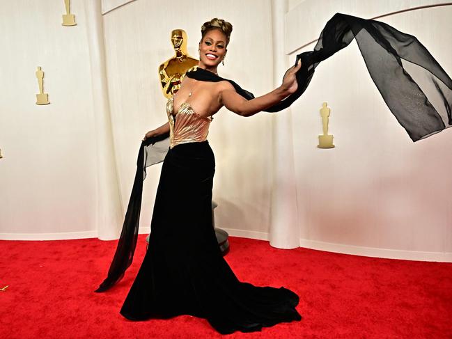 Laverne Cox wore a revealing gown. Picture: AFP