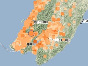 The earthquake was 23km deep and was felt from Whanganui to Wellington. Picture: GeoNet