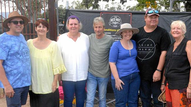 Shaun and Megan Benn of Gladstone; Jacqui and Wayne Frazer of Gracemere; Leonora and James Casey of Eidsvold; and Rhonda Reed wait for this afternoon's Red Hot Summer Tour concert. Picture: Jann Houley