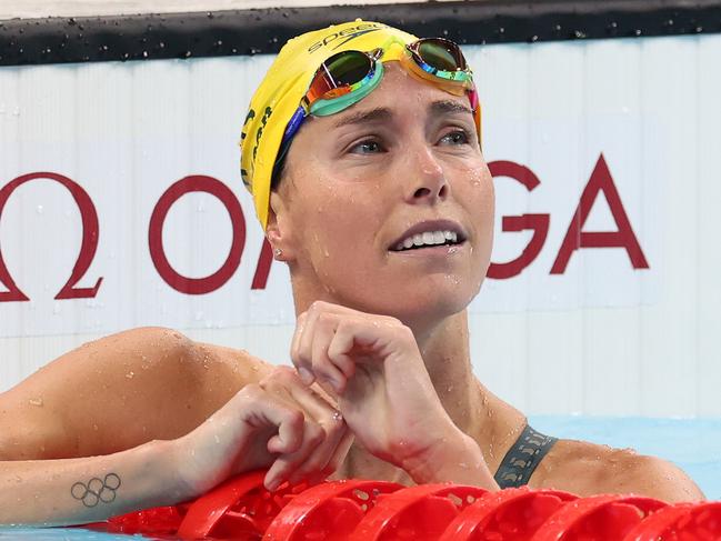 NCA. PARIS FRANCE 2024 OLYMPIC GAMES. July 28 - Day 2.Emma McKeon in action during the Final of the WomenÃs 100m Butterfly at the Paris La Defense Arena  Picture: Adam Head