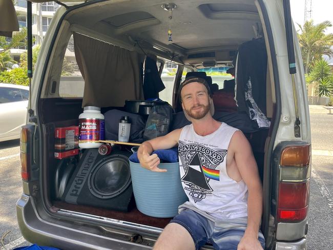 Burleigh van-dweller Nathan Smith supports illegal camping. Picture: Sam Stolz