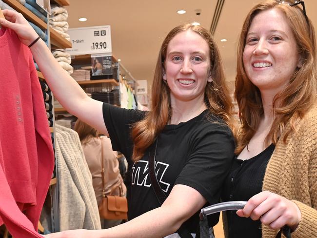 16/5/24. Japanese global apparel retailer, UNIQLO will celebrate the opening of its second store in Adelaide, at Westfield Marion - Kayla Young - 27  and Brianna -29 (0430 446 995)  (Craigburn Farm)Picture: Keryn Stevens