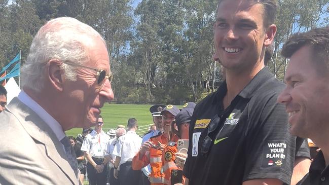 David Warner meets King Charles in Sydney 22/10/2024. Picture: Jonathon Bleakley - Sydney Thunder.