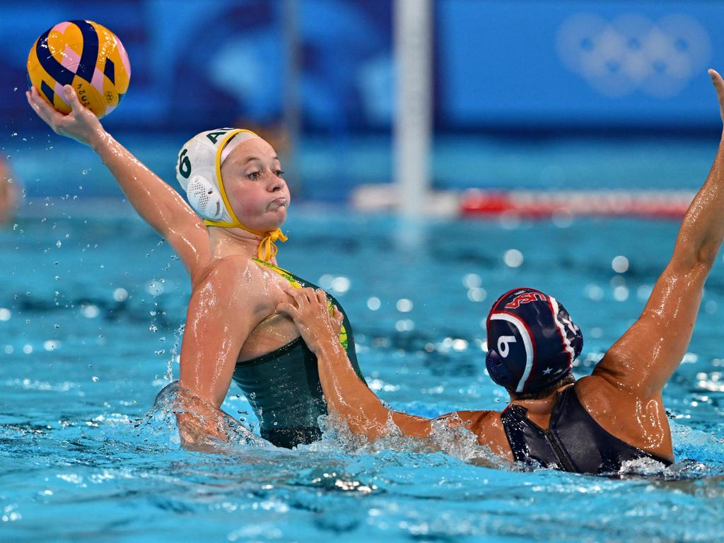 Australia's #06 Abby Andrews shoots the ball. Picture: Andreas Solaro/AFP