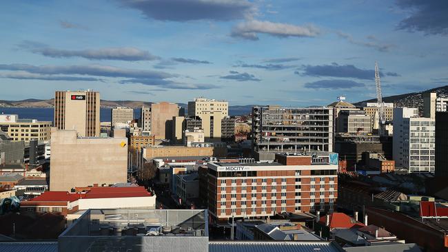 The Hobart CBD seen from the 15th floor of the new UTAS accommodation building in Melville St. Picture: SAM ROSEWARNE