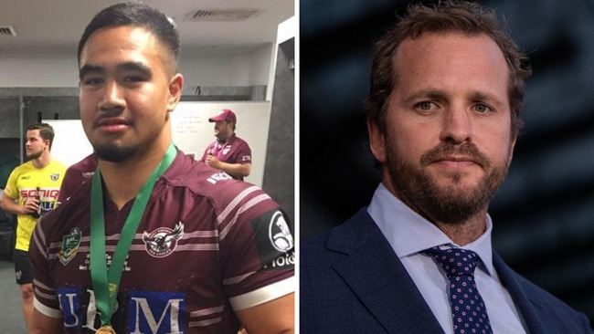 Keith Titmuss, left, who died following a training session with Manly and RLPA chief Clint Newton.