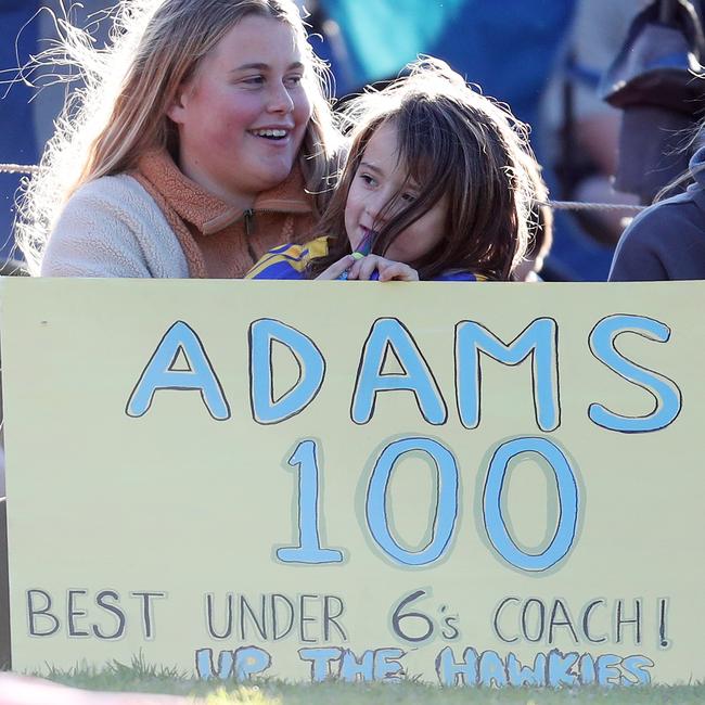 There were plenty of fans cheering on Adams in his milestone game. Picture: Sue Graham