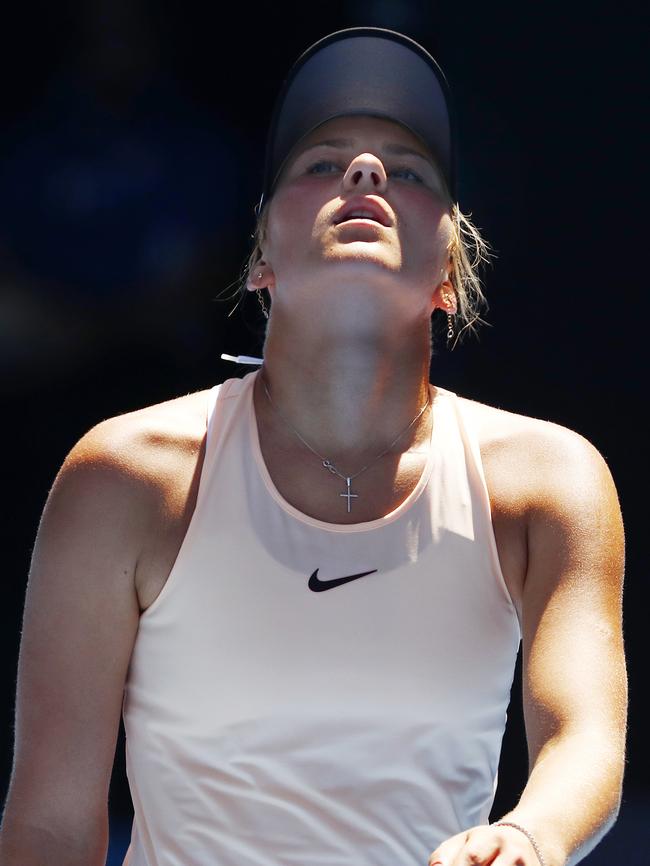 Marta Kostyuk shows her frustration during her thirrd round loss to Elis Svitolina. .Photo: Michael Klein