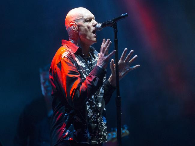 Peter Garrett out front of Midnight Oil at Big Pineapple Fields last night. Picture: Lachie Millard