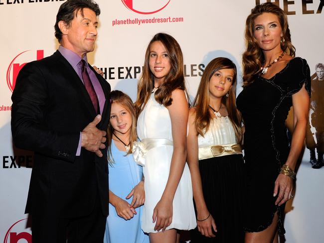 Sylvester Stallone, his daughters (from left) Scarlet Rose, Sophia Rose and Sistine Rose, and wife Jennifer Flavin.