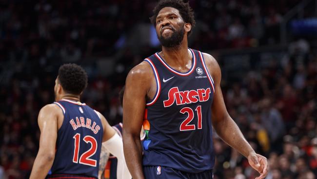 Joel Embiid’s face says it all. Photo by Cole Burston/Getty Images.