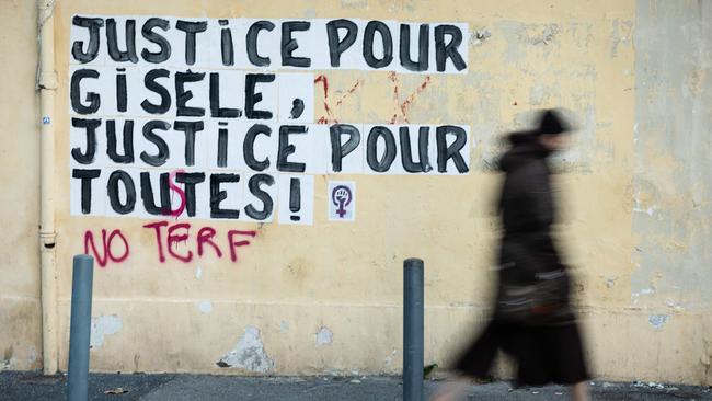 A collage mural reading "Justice for Gisele, Justice for all" near the Avignon courthouse in southern France reveals the mood for change. Picture: AFP