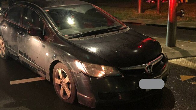 Police used stop sticks to deflate the tyres of Dale Savage's car. Picture: ACT Policing