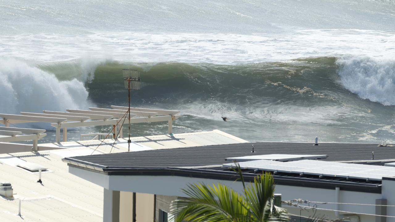 Big surf at Coolum as ex Tropical Cyclone Seth makes its way down South East Queensland. Picture Lachie Millard