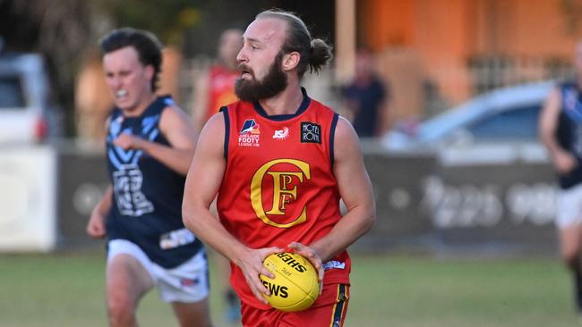 Dakota Nixon in action for Flinders Park on Saturday. He made his debut for the Reds in their win over Edwardstown. Picture: Keryn Stevens