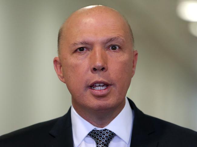 Home Affairs Minister Peter Dutton at Parliament House in Canberra.