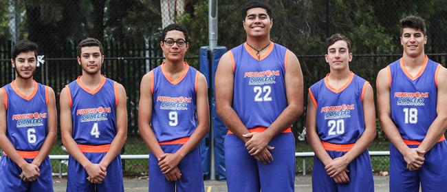 Malek El Mourad, Fady Rifai, Austin Leo Fanovaha, Theodore Tavete, Khaled Osmani and Amer Ghazzaoui from the basketball team. Picture: Carmela Roche