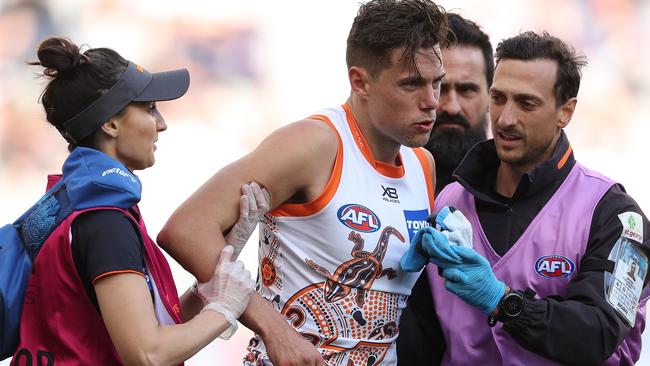 Josh Kelly was left concussed by friendly fire from Shane Mumford. Picture: Getty Images