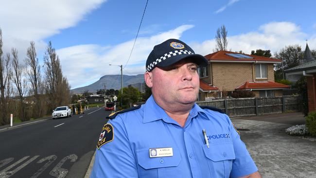 Sergeant Krelle at the crash scene. Pic: Kenji Sato.