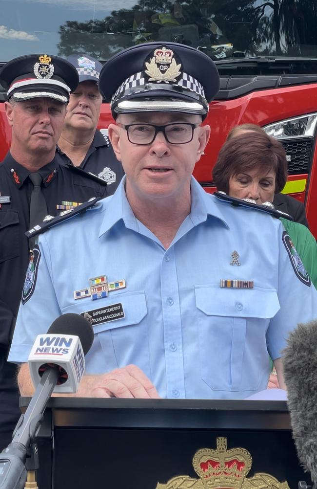 Darling Downs Superintendent Douglas McDonald during the road safety briefing at Kitchener St Fire Station on December 14, 2023. Photo: Jessica Klein