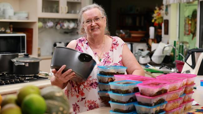 Cairns retiree Beth Lavington has shared her tips on how to make budget family meals that are still healthy and delicious. Beth cooks up bulk meals to donate to local charity Wheels of Wellness, with each meal costing only $1.50 to make. Picture: Brendan Radke