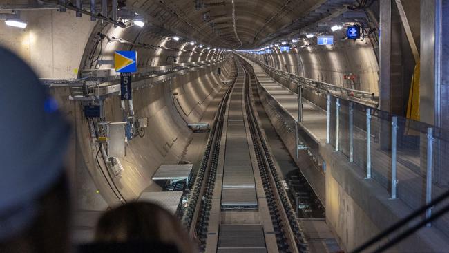 Test trains in the Metro Tunnel reached 80 km/h – the top speed they will go between the stations when it opens in 2025. Supplied: Big Build Vic