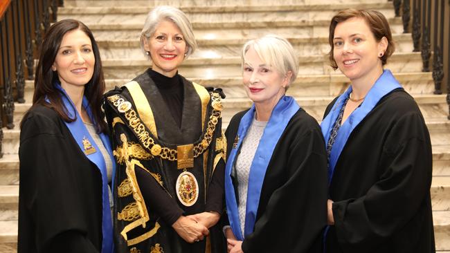 Veteran Adelaide City councillor Anne Moran (second from right) with Lord Mayor Sandy Verschoor, Deputy Lord Mayor Mary Couros (left) and councillor Helen Donovan (right).