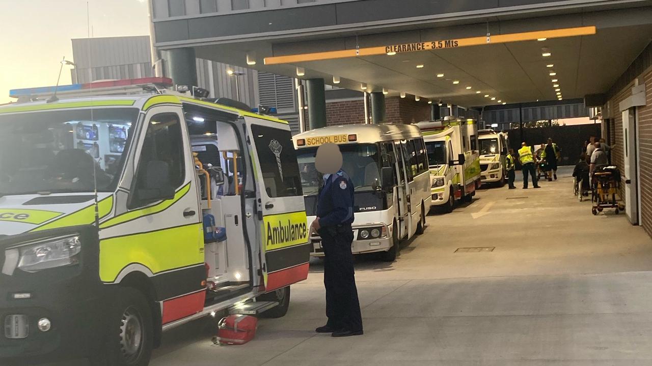 Nineteen patients have been taken to Roma Hospital following bus crash in Wallumbilla, Queensland. Picture: QAS