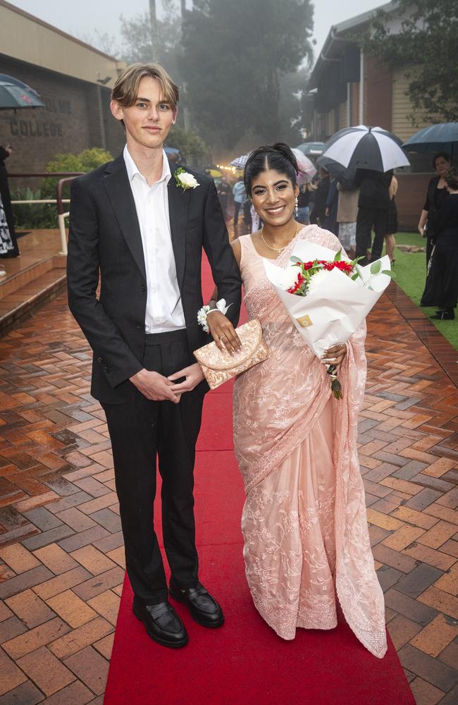 Owen Kennedy partners Sruthi Gandu at Fairholme College formal, Wednesday, March 27, 2024. Picture: Kevin Farmer