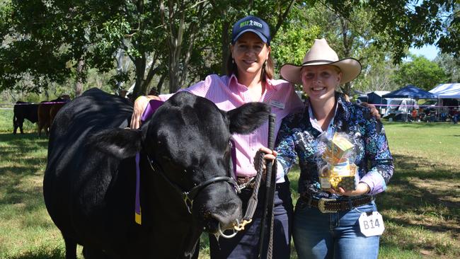 Deb Frecklington with Junior Champion British Bull handler Nateesha Taylor representing Glen Perrett Bowenfells at the Proston Show on March 7, 2020. (Photo: Jessica McGrath)