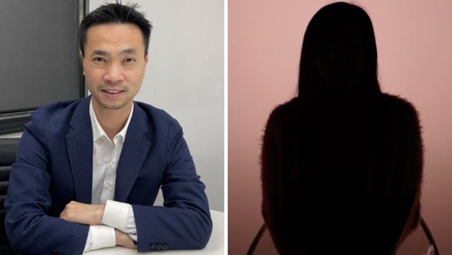 High-profile medical entrepreneur James Liang, left, and a silhouette of his victim.