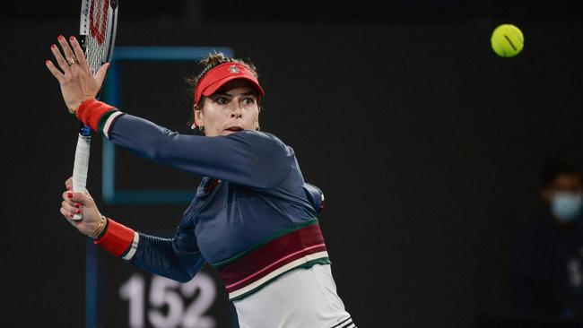 Ajla Tomljanovic was well on top for most of the first two sets against Sofia Kenin. Picture: AFP