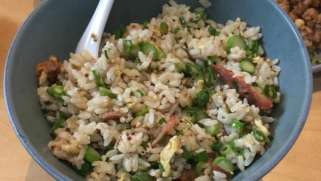 Fried rice with mustard seeds and asparagus at Papa Bo Min, Sydney.